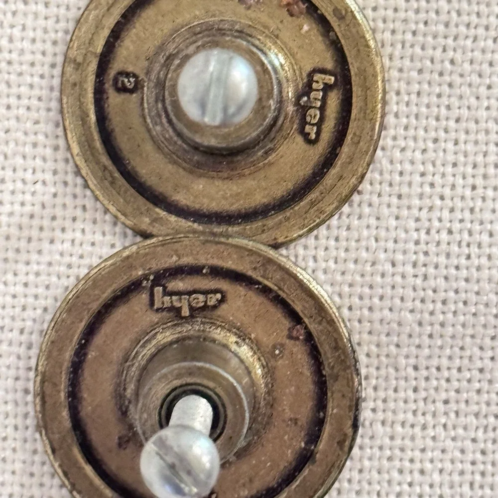 4 MCM Brass HYER DRAWER PULLS Cabinet Knob Flower Round Medallion Daisy Sunburst